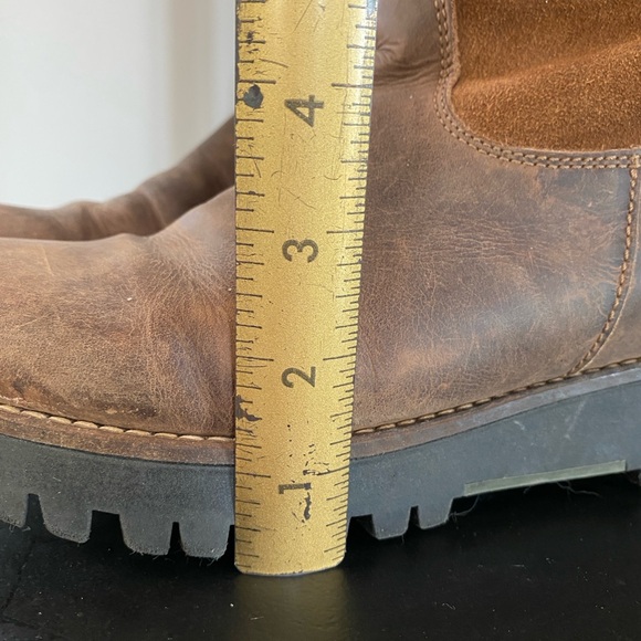 Womens Brown Leather and Wool Platform Boots - Picture 6 of 16